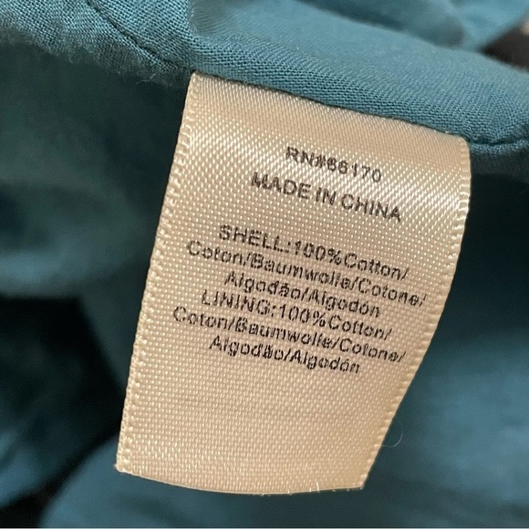 Saint Geraldine Polly Jean Midi Dress Stripes Pockets Flounce Hem Aqua Blue Sz S - Picture 9 of 9